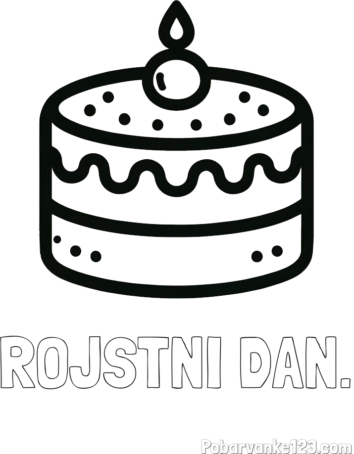 Pobarvanka imena ROJSTNI DAN. in otroška pobarvanka majhne torte