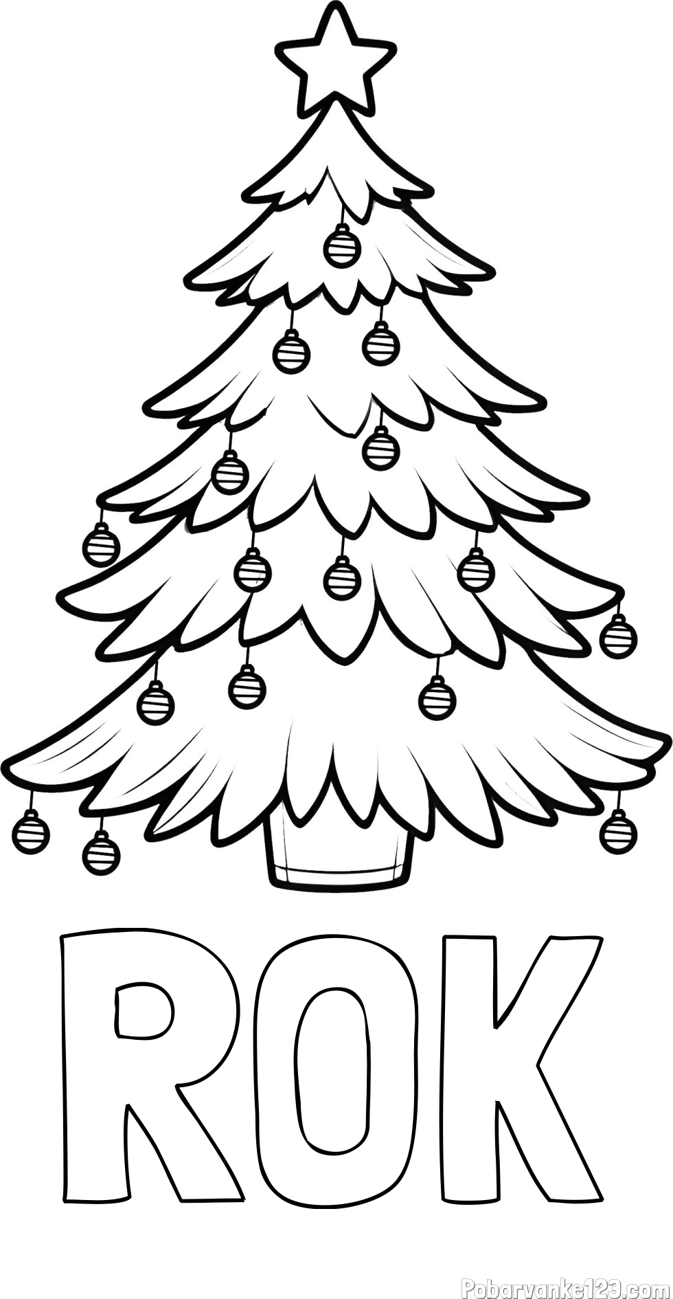 Pobarvanka imena ROK in pobarvanka božične jelke z božično zvezdico in bunkicami