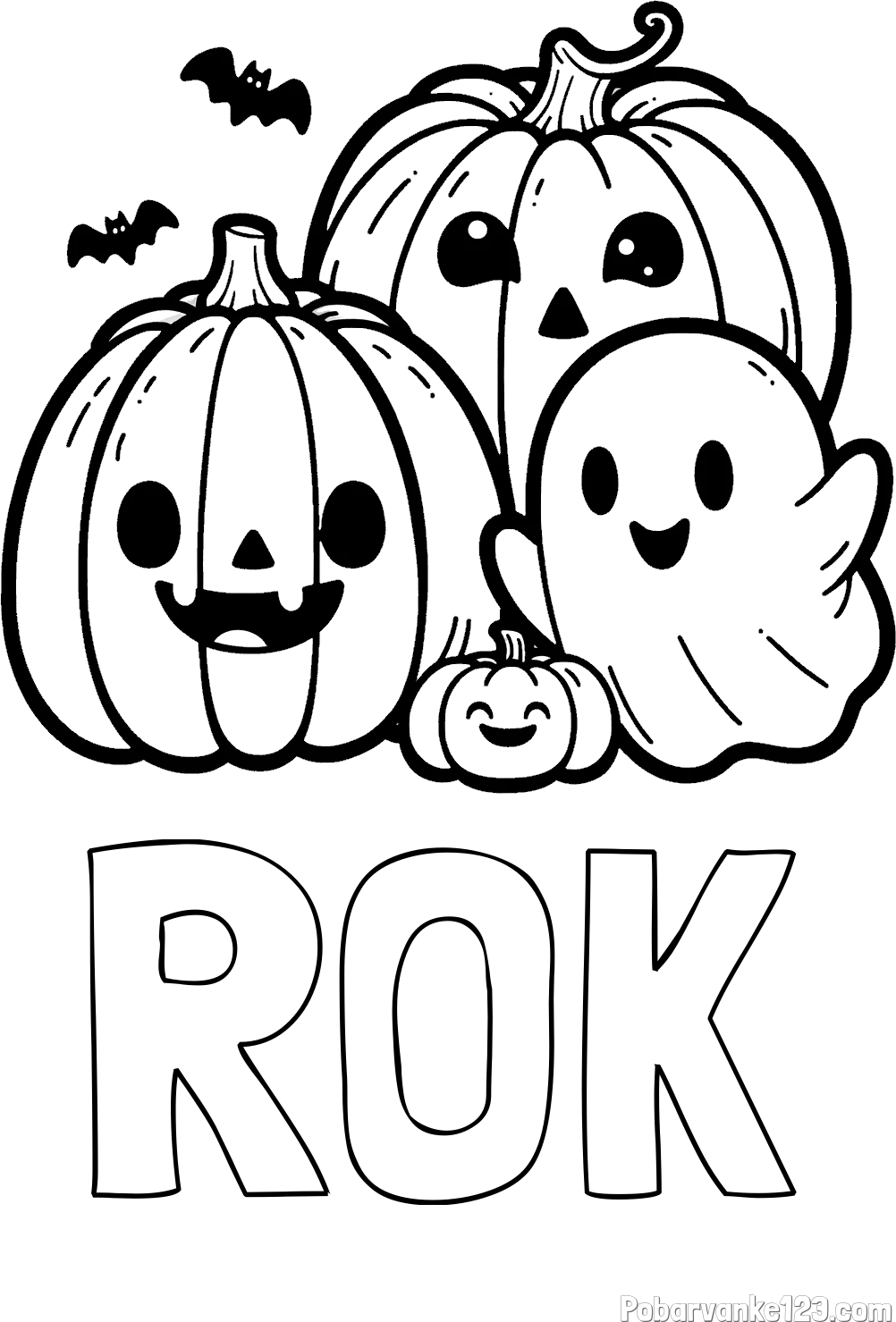 Pobarvanka imena ROK in pobarvanka duhca in buč za noč čarovnic