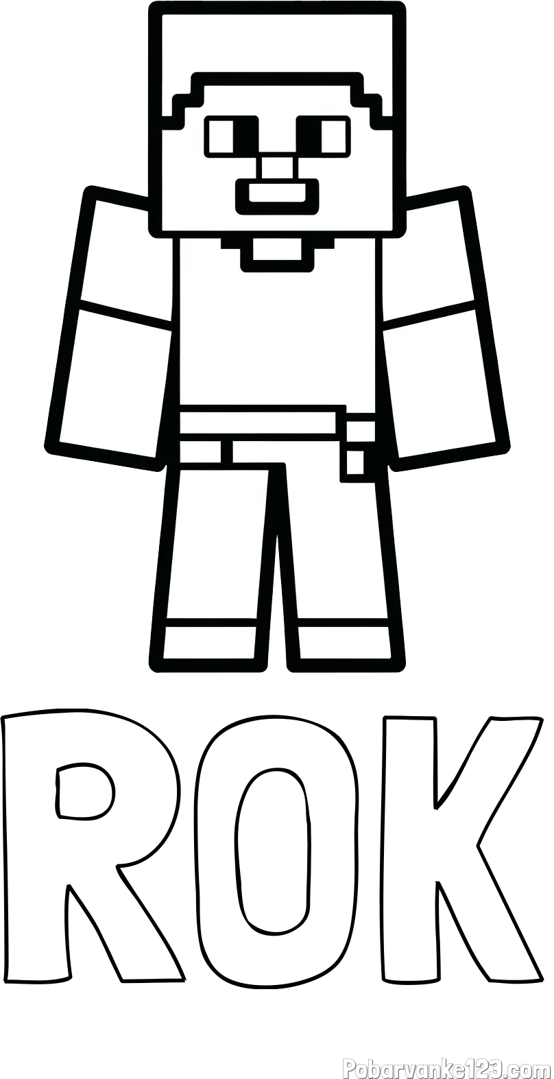Pobarvanka imena ROK in pobarvanka Minecraft figurice