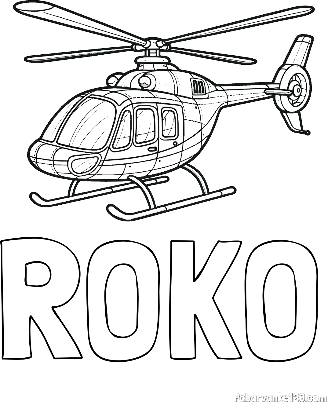 Pobarvanka imena ROKO in pobarvanka sodobnega helikopterja