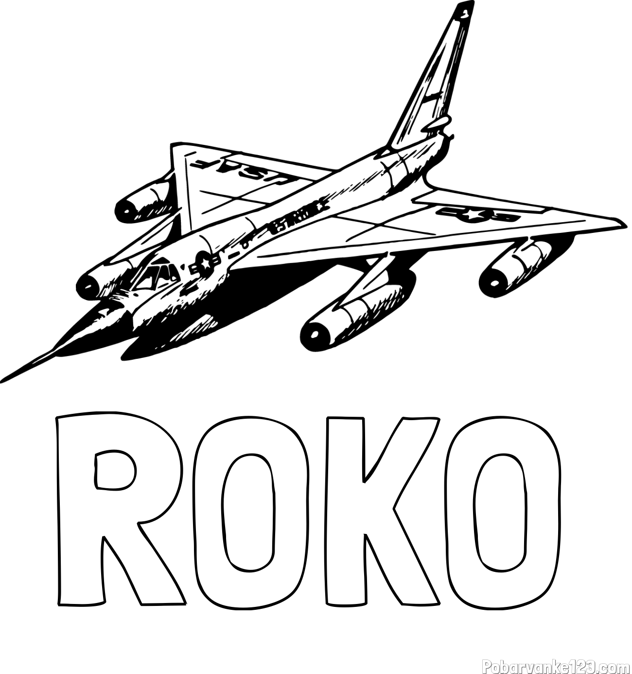 Pobarvanka imena ROKO in pobarvanka vojaškega lovca