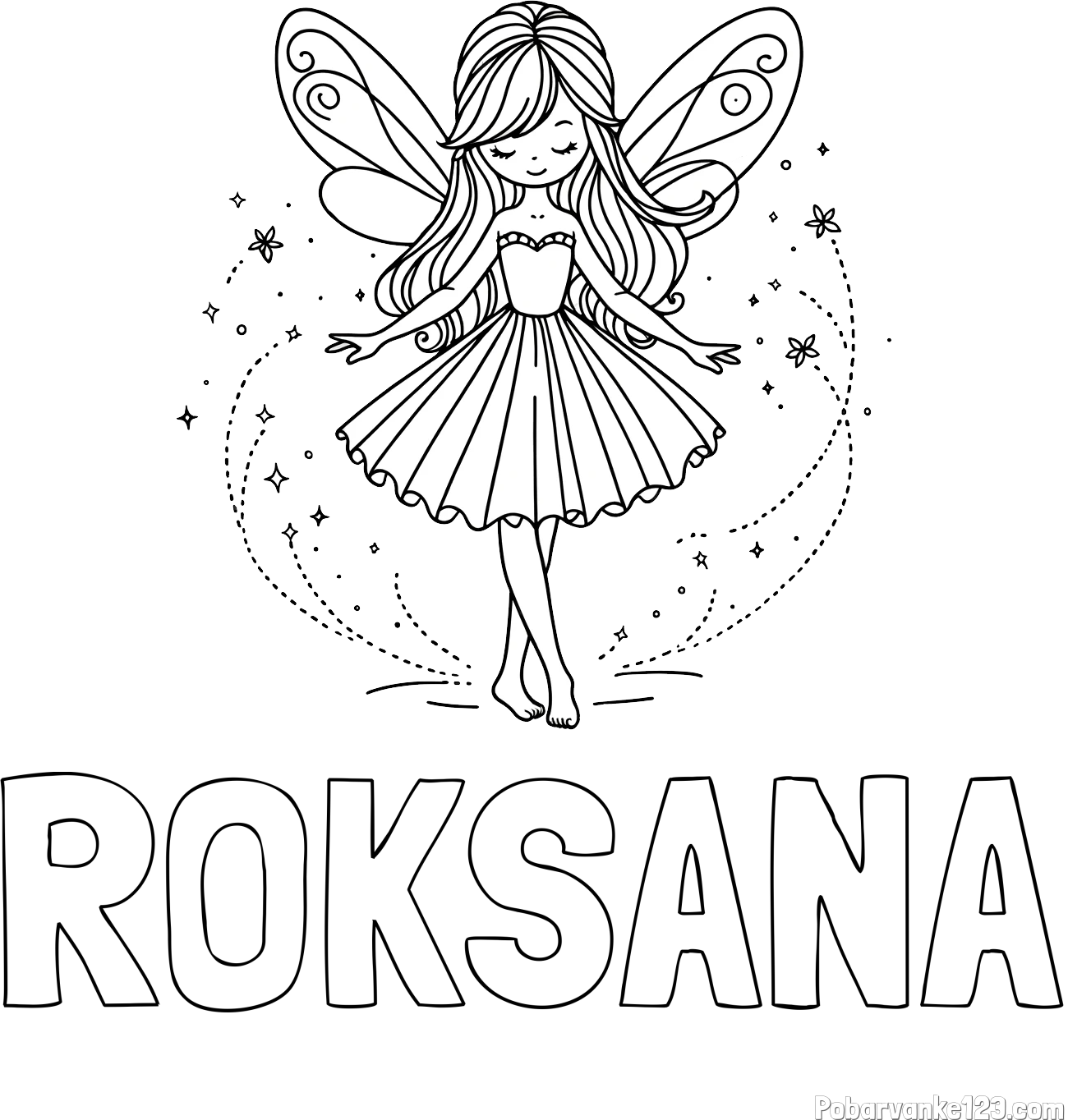 Pobarvanka imena ROKSANA in pobarvanka ljubke čarobne vile