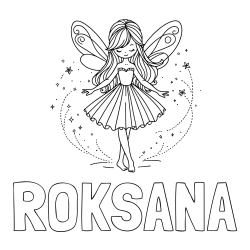 Online izdelana pobarvanka - Pobarvanka imena ROKSANA in pobarvanka ljubke čarobne vile