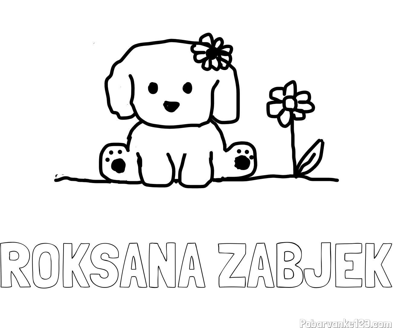 Pobarvanka imena ROKSANA ŽABJEK in KUŽIKA