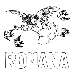 Online izdelana pobarvanka - Pobarvanka imena ROMANA in pobarvanka angela s ptički