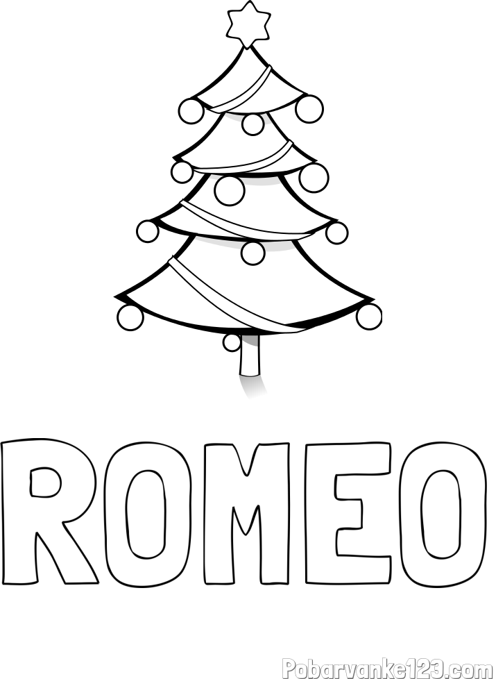 Pobarvanka imena ROMEO in božična smreka