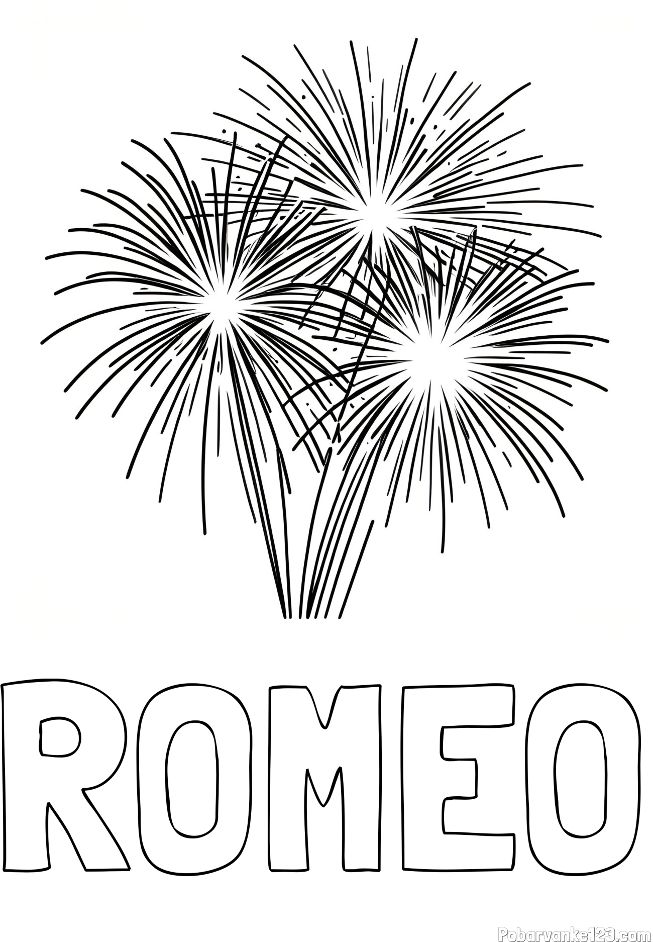 Pobarvanka imena ROMEO in lepa pobarvanka ognjemeta