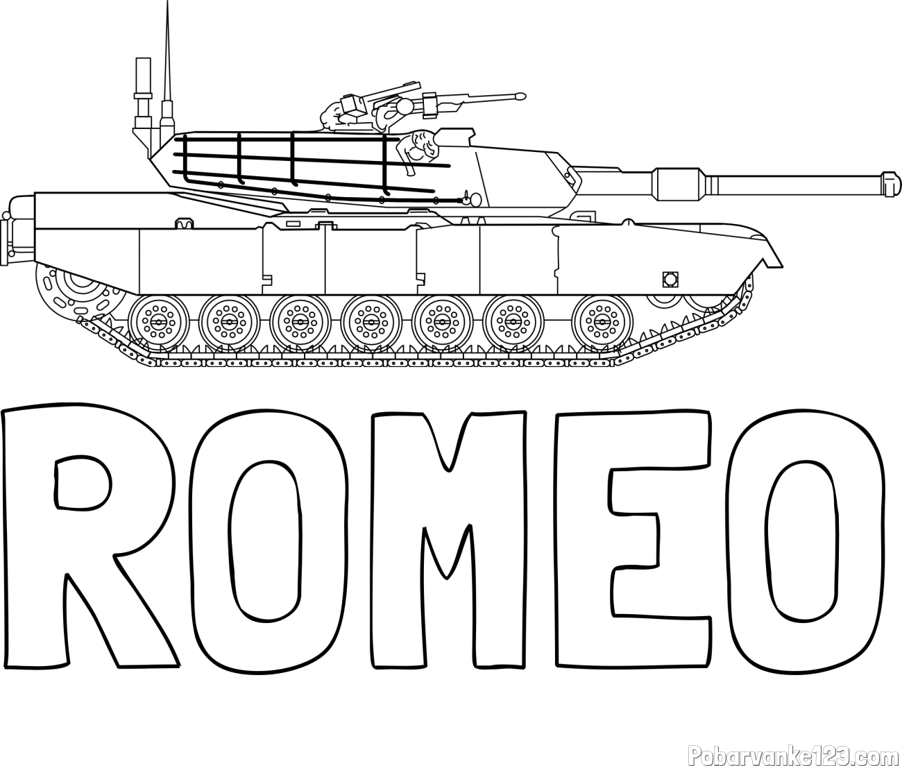 Pobarvanka imena ROMEO in pobarvanka tanka M1 Abrams