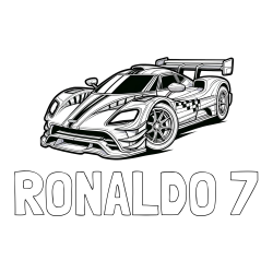 Online izdelana pobarvanka - Pobarvanka imena RONALDO 7 in pobarvanka modernega športnega avtomobila