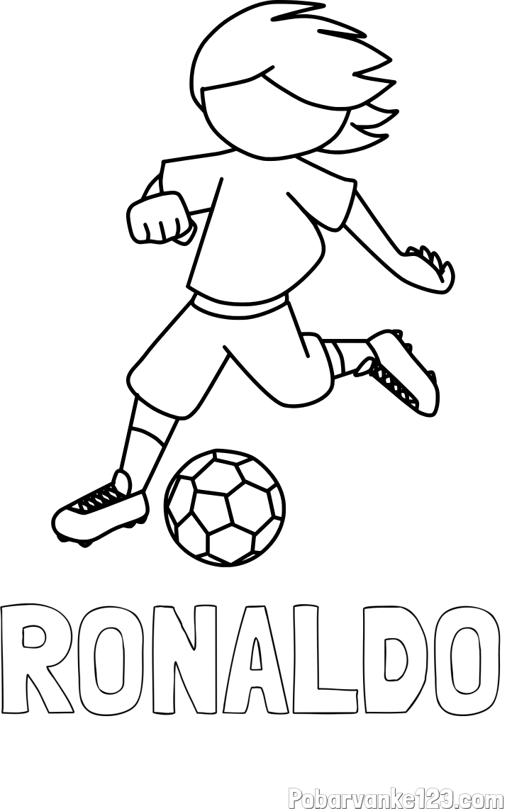Pobarvanka imena RONALDO in otroška pobarvanka preprosto ilustriranega nogometaša