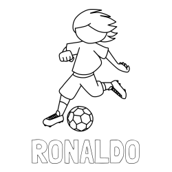 Online izdelana pobarvanka - Pobarvanka imena RONALDO in otroška pobarvanka preprosto ilustriranega nogometaša