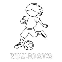 Pobarvanka imena RONALDO SOKS in otroška pobarvanka preprosto ilustriranega nogometaša