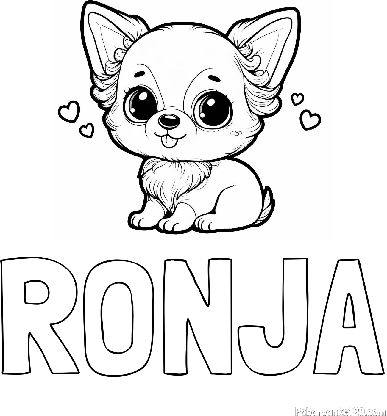 Pobarvanka imena RONJA in pobarvanka čivave