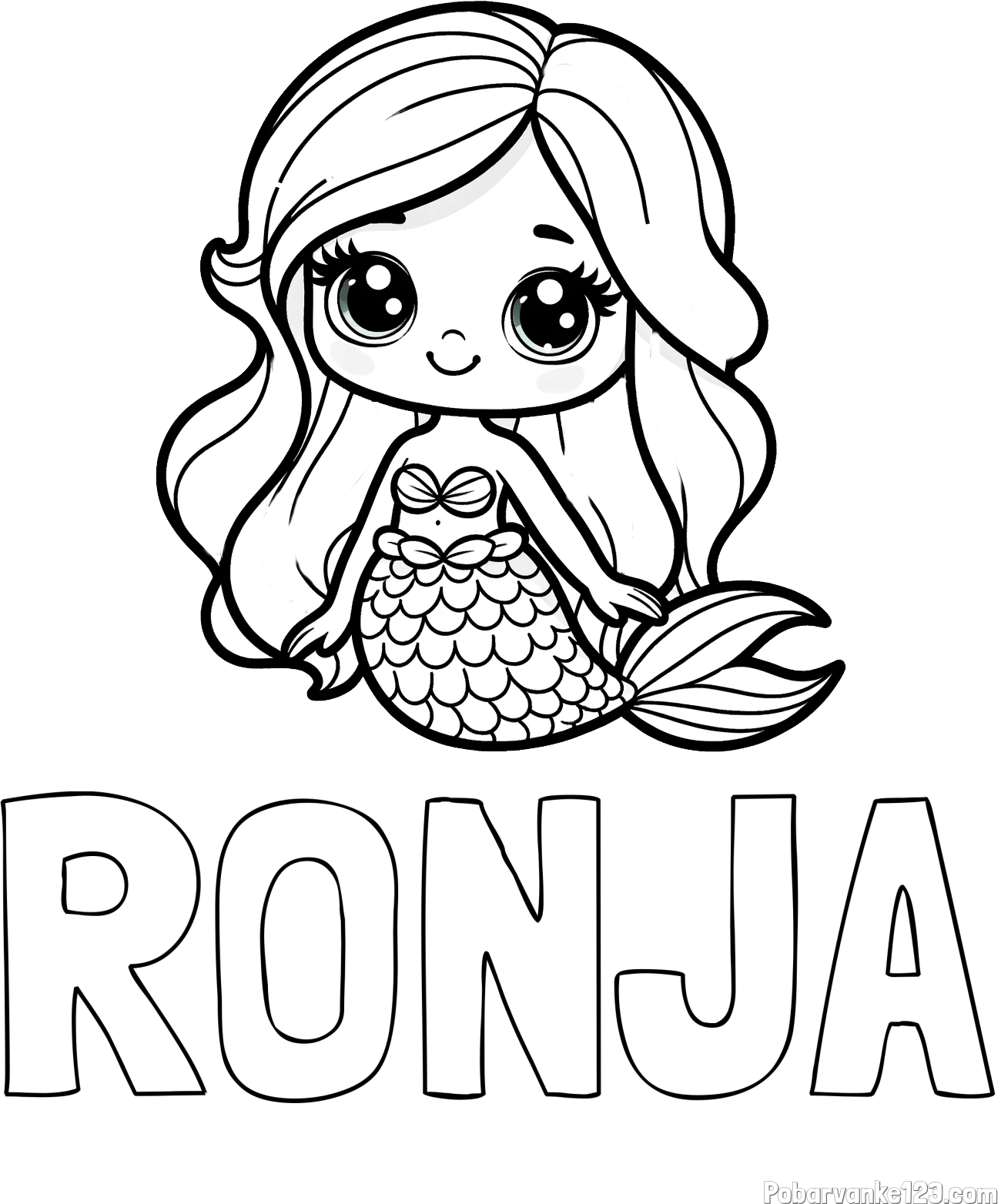 Pobarvanka imena RONJA in pobarvanka prikupne morske deklice