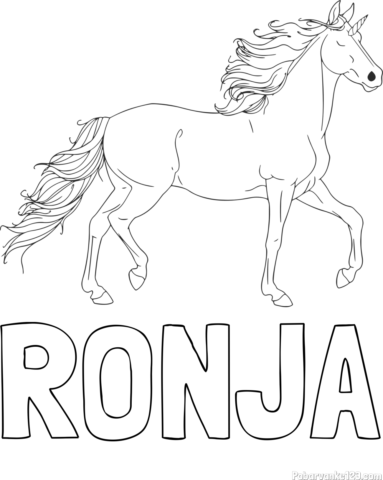 Pobarvanka imena RONJA in samorog