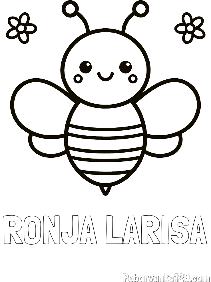 Pobarvanka imena RONJA LARIŠA in otroška pobarvanka čebele