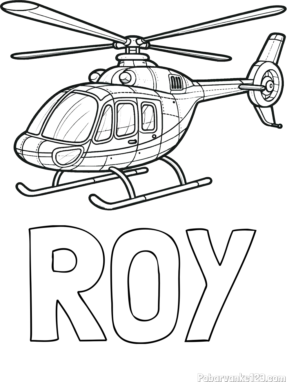 Pobarvanka imena ROY in pobarvanka sodobnega helikopterja