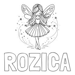 Online izdelana pobarvanka - Pobarvanka imena ROŽICA in pobarvanka ljubke čarobne vile