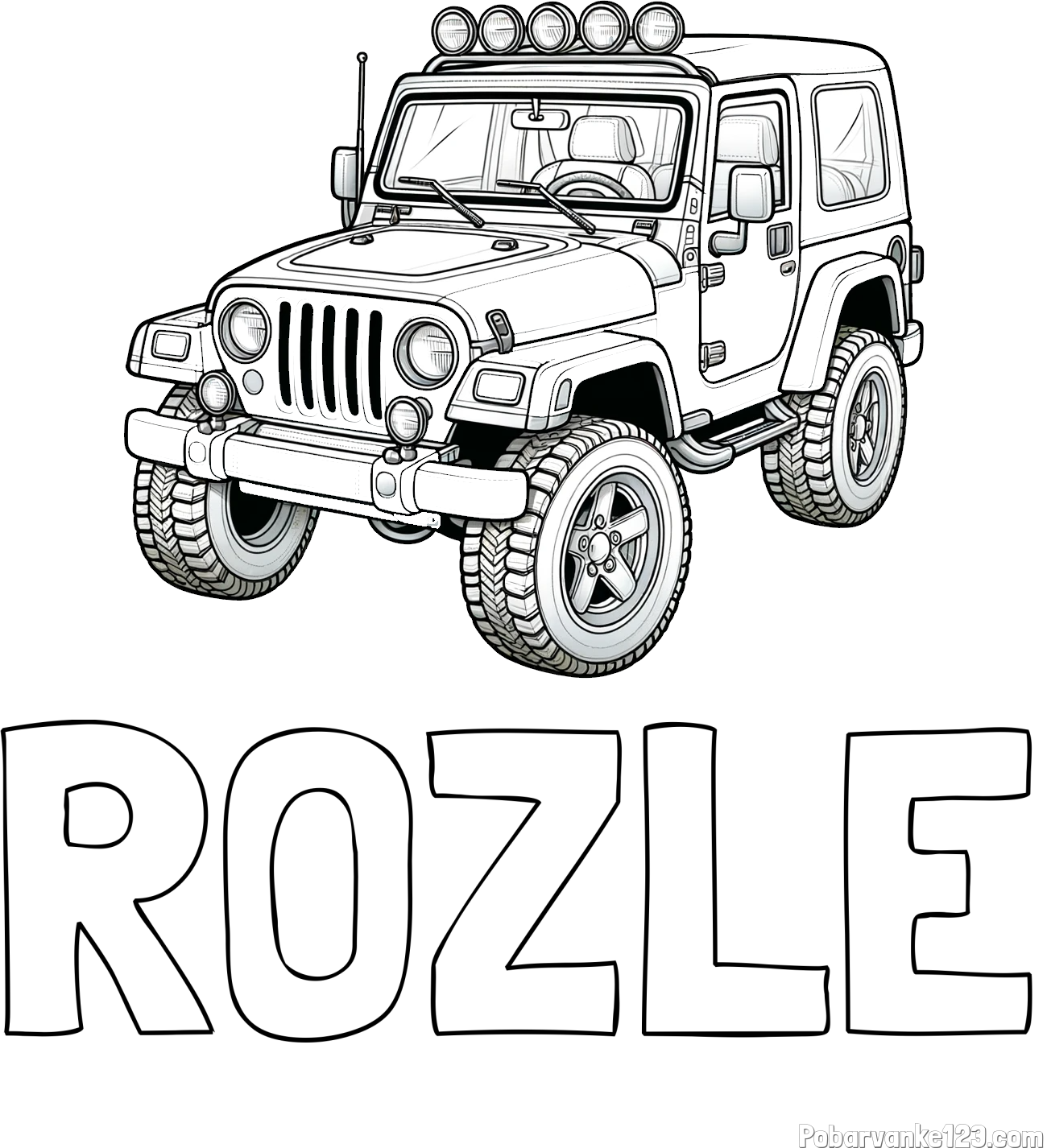 Pobarvanka imena ROŽLE in pobarvanka džipa