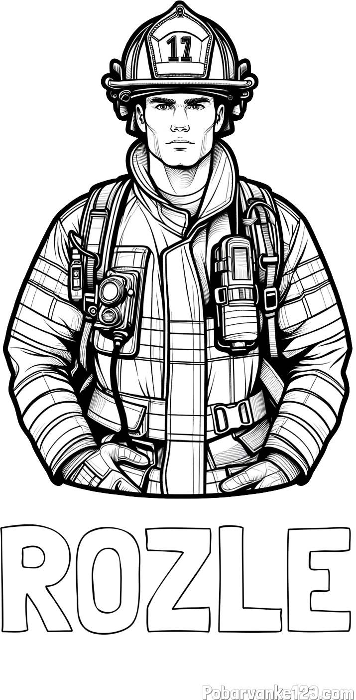 Pobarvanka imena ROŽLE in pobarvanka gasilca (realistična)