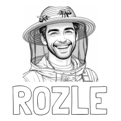 Online izdelana pobarvanka - Pobarvanka imena ROŽLE in pobarvanka veselega čebelarja