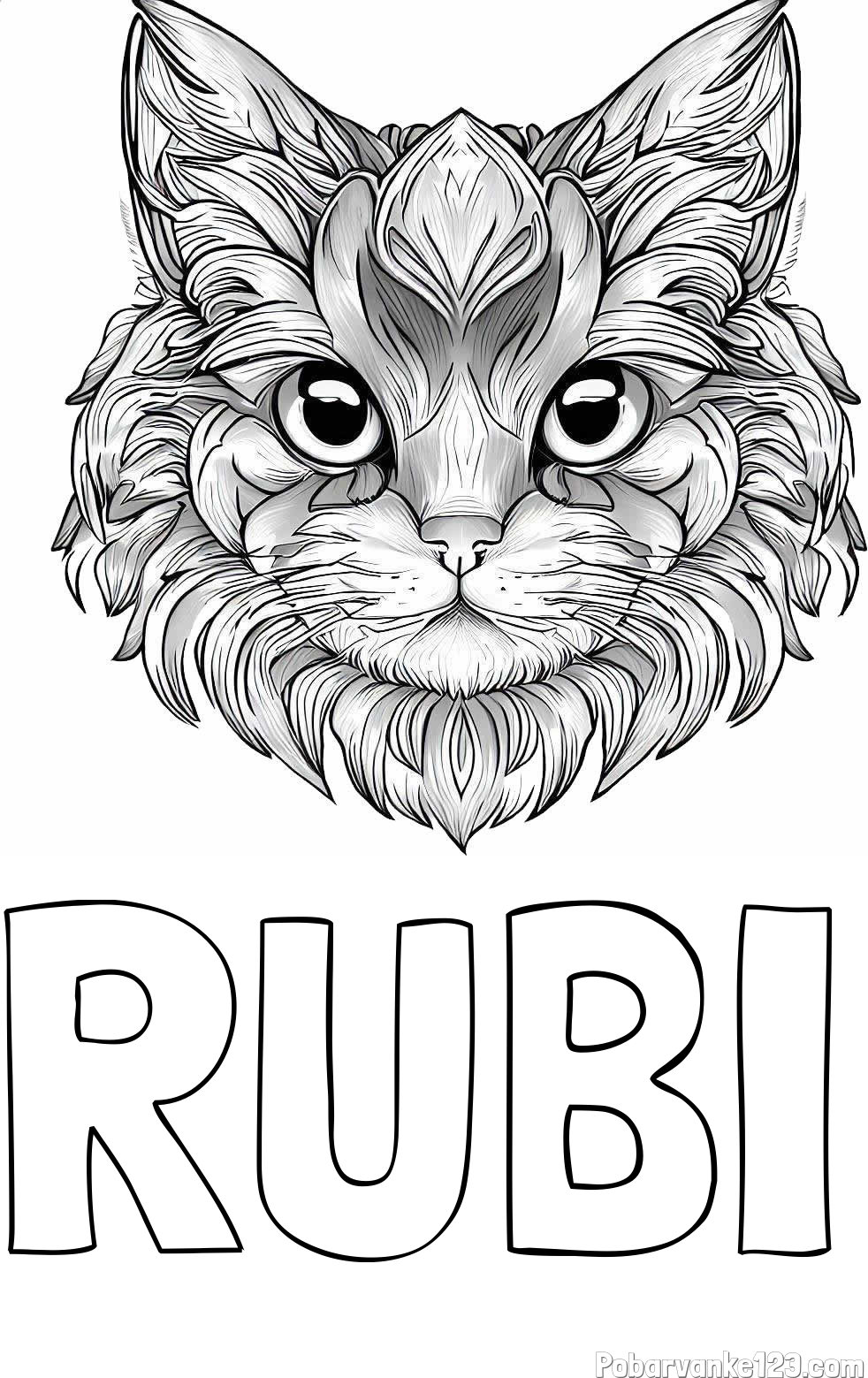 Pobarvanka imena RUBI in pobarvanka mačke