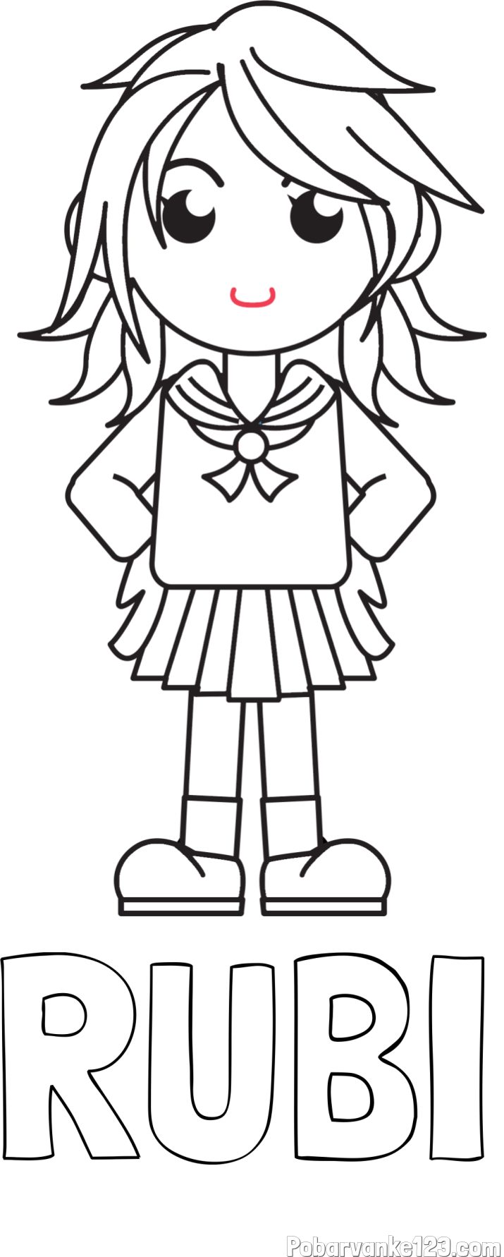 Pobarvanka imena RUBI in pobarvanka šolarke