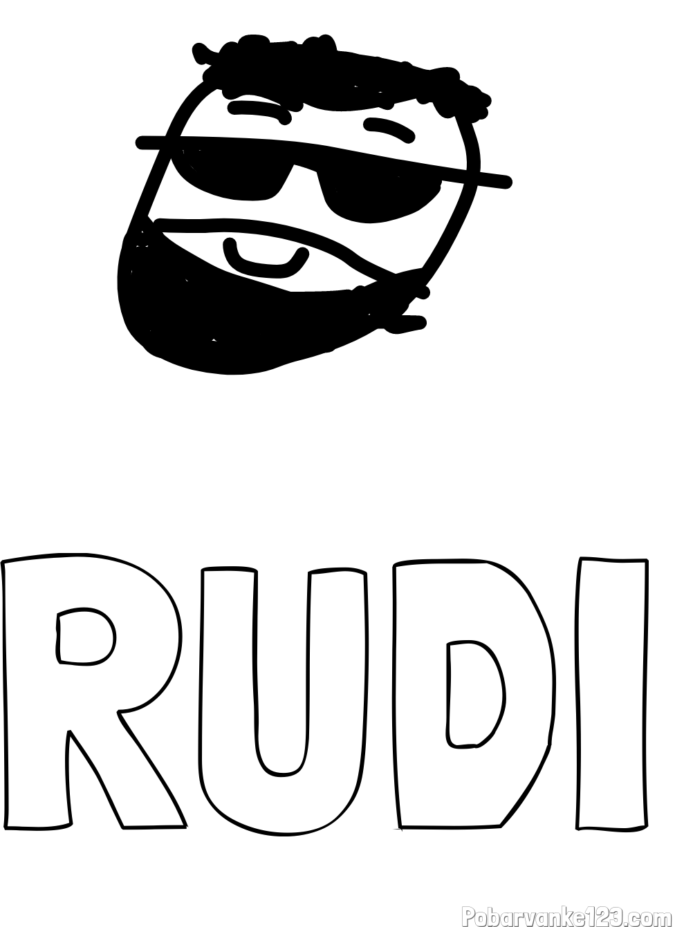 Pobarvanka imena RUDI in KUL OČKA
