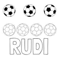 Online izdelana pobarvanka - Pobarvanka imena RUDI in pobarvanka nogometnih žog