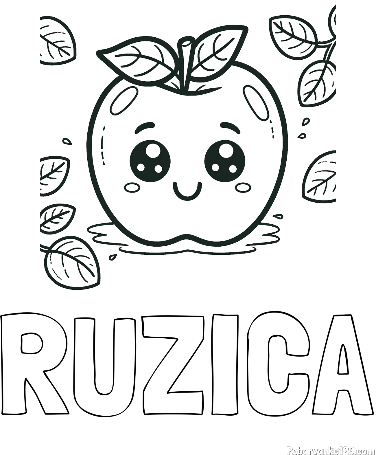 Pobarvanka imena RUŽICA in pobarvanka nasmejane jabolke