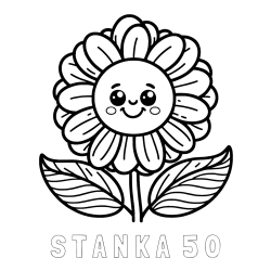 Online izdelana pobarvanka - Pobarvanka imena S T A N K A  5 0 in pobarvanka ljubke in nasmejane rože