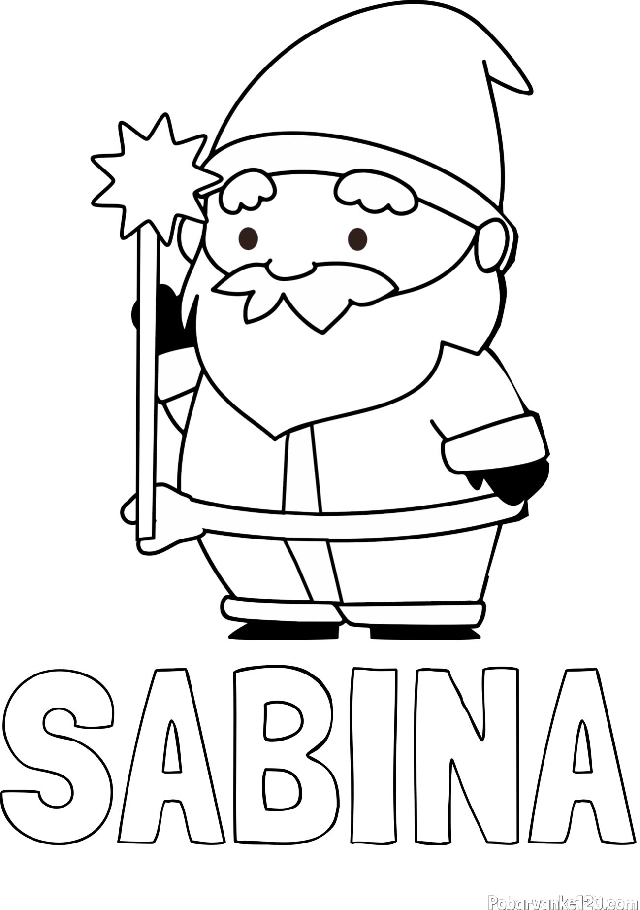 Pobarvanka imena SABINA in dedek Mraz