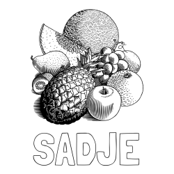 Online izdelana pobarvanka - Pobarvanka imena SADJE in pobarvanka sadja (ananas, melona, jabolka, kivi, grozdje, pomaranča...)