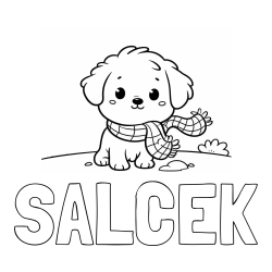 Online izdelana pobarvanka - Pobarvanka imena ŠALČEK in pobarvanka prikupnega psička