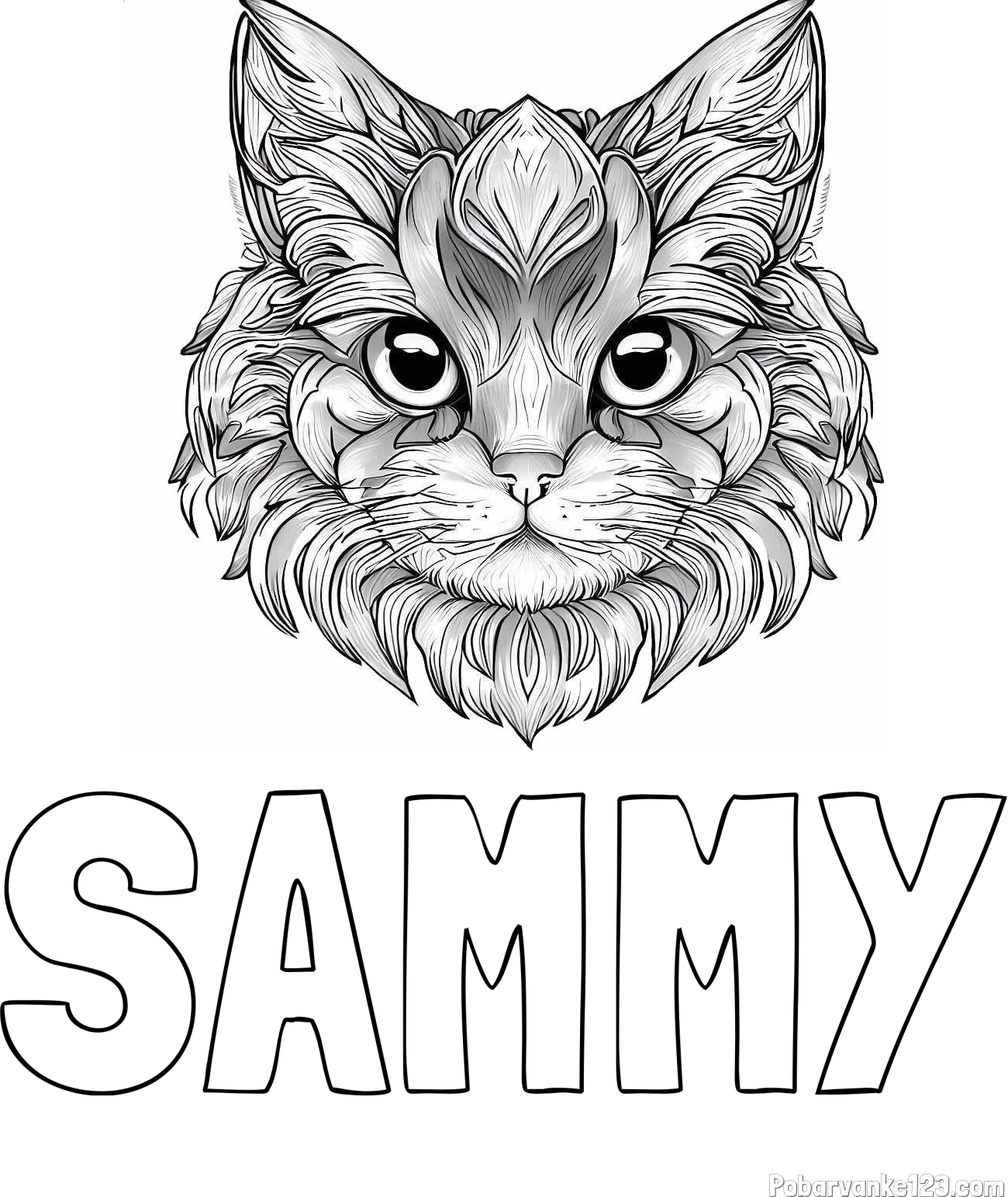 Pobarvanka imena SAMMY in pobarvanka mačke