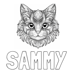 Online izdelana pobarvanka - Pobarvanka imena SAMMY in pobarvanka mačke