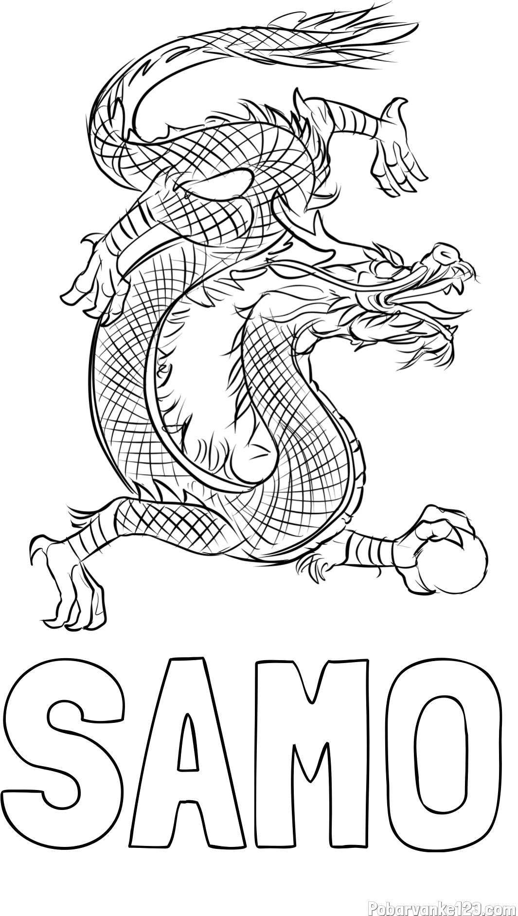 Pobarvanka imena SAMO in pobarvanka kitajskega zmaja