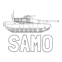 Online izdelana pobarvanka - Pobarvanka imena SAMO in pobarvanka tanka M1 Abrams