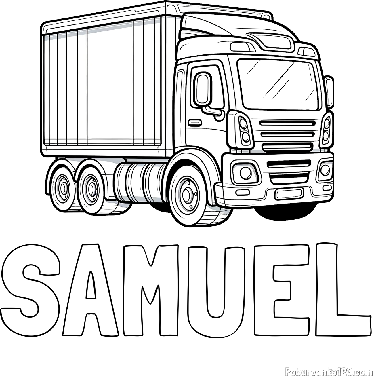 Pobarvanka imena SAMUEL in pobarvanka velikega tovornjaka