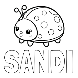 Online izdelana pobarvanka - Pobarvanka imena SANDI in pobarvanka ljubke pikapolonice