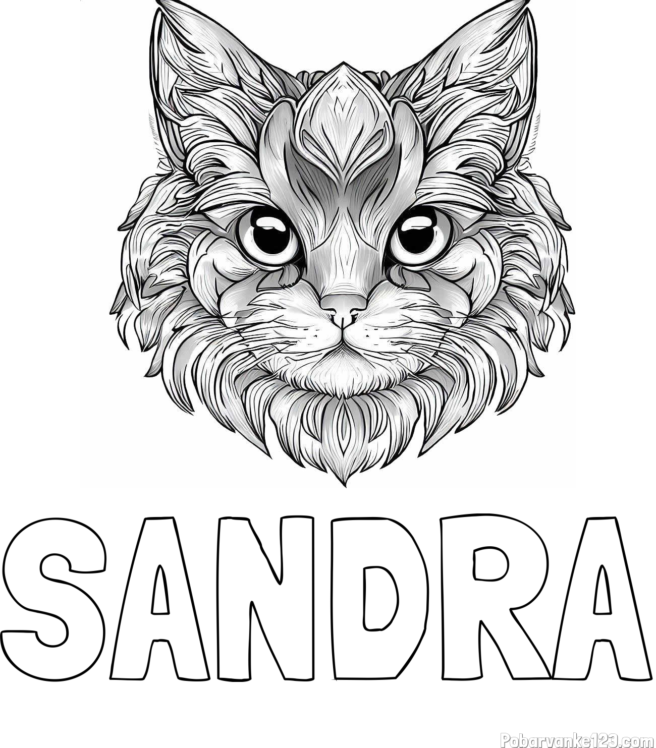 Pobarvanka imena SANDRA in pobarvanka mačke