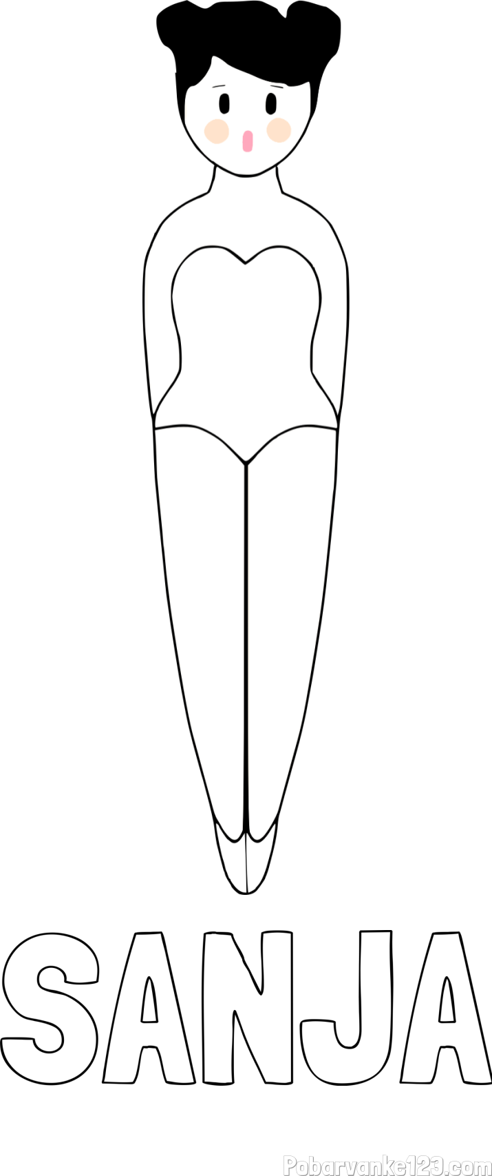 Pobarvanka imena SANJA in enostavna pobarvanka baletke