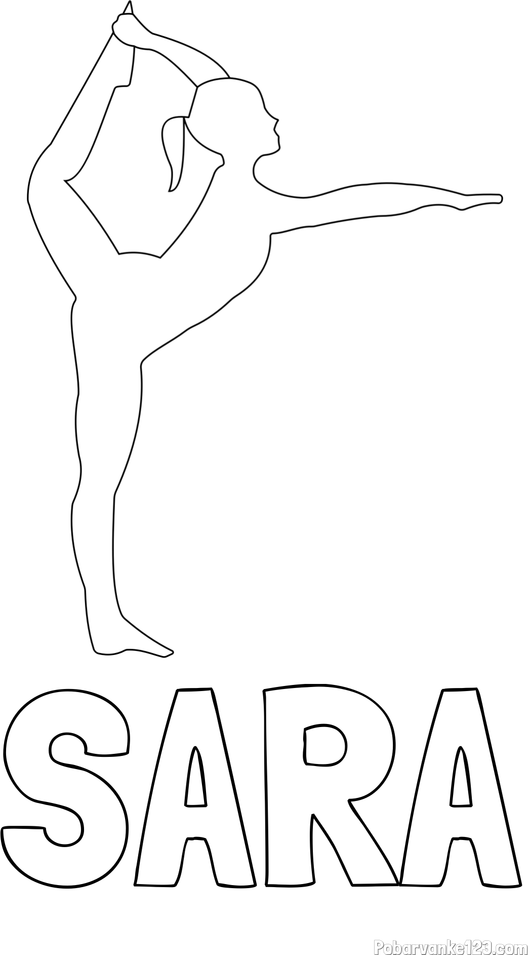 Pobarvanka imena SARA in pobarvanka baletke med ogrevanjem