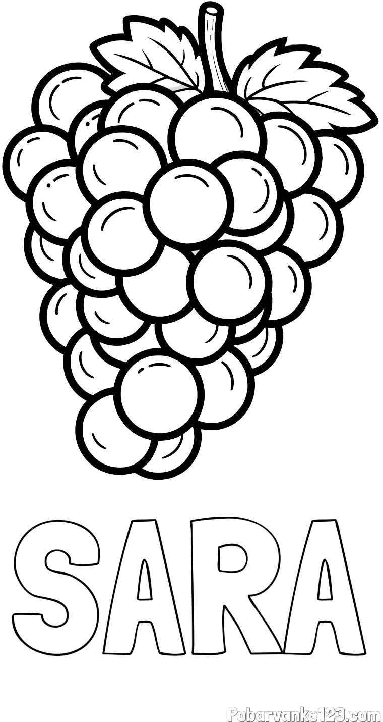 Pobarvanka imena SARA in pobarvanka grozdja z velikimi rozinami
