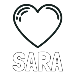 Pobarvanka imena SARA in pobarvanka lepega srčka