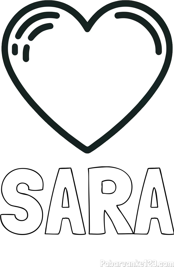 Pobarvanka imena SARA in pobarvanka lepega srčka