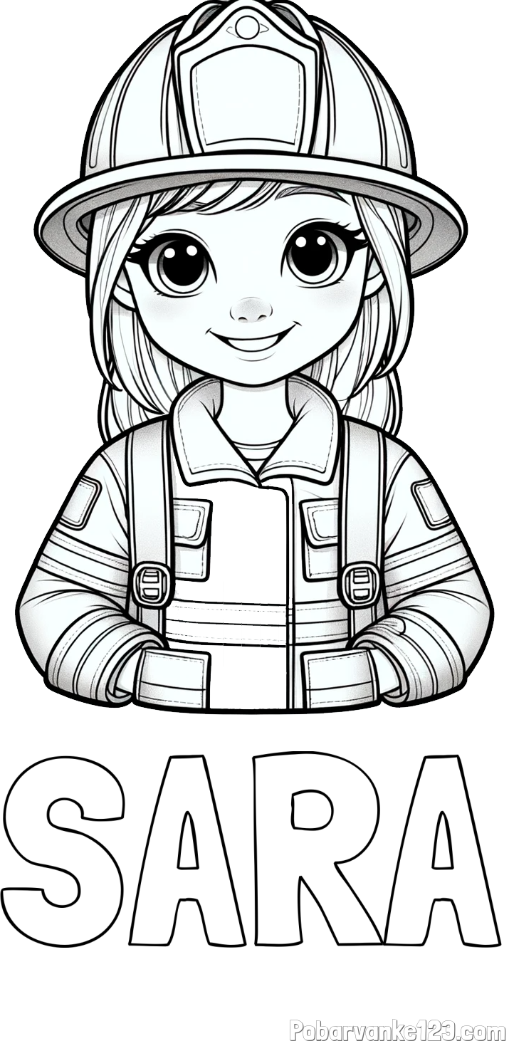 Pobarvanka imena SARA in pobarvanka ljubke gasilke
