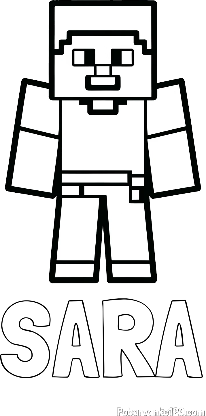 Pobarvanka imena SARA in pobarvanka Minecraft figurice