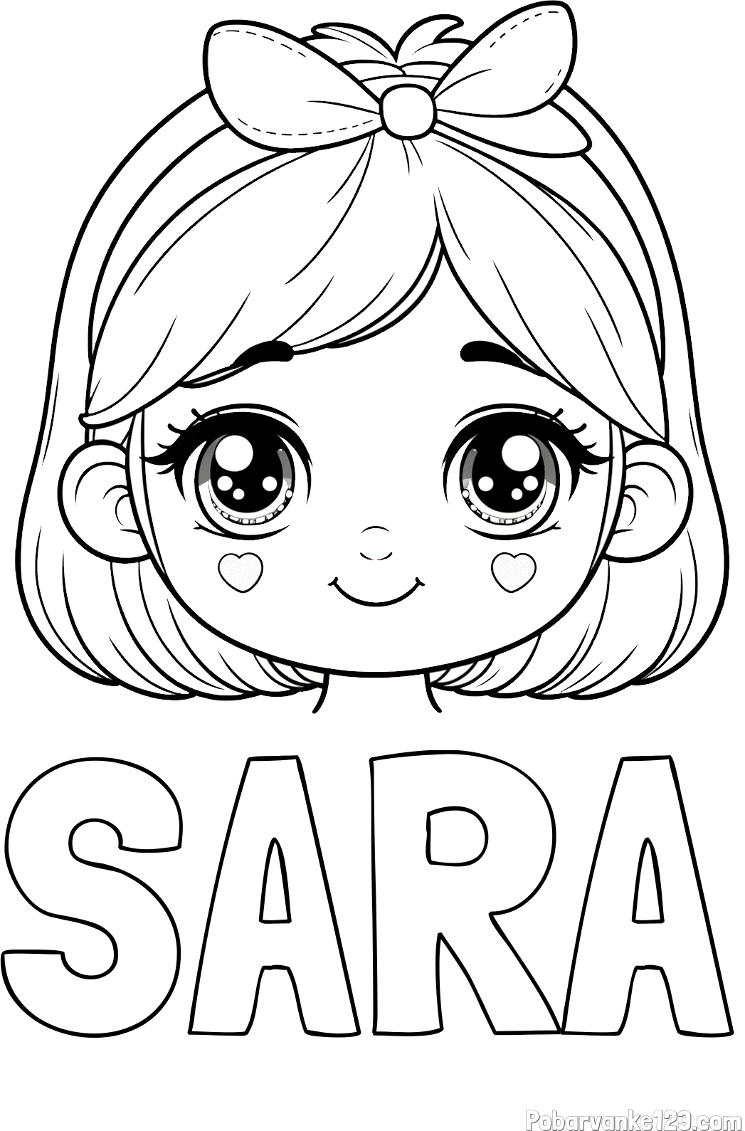Pobarvanka imena SARA in pobarvanka obraza ljubke punčke